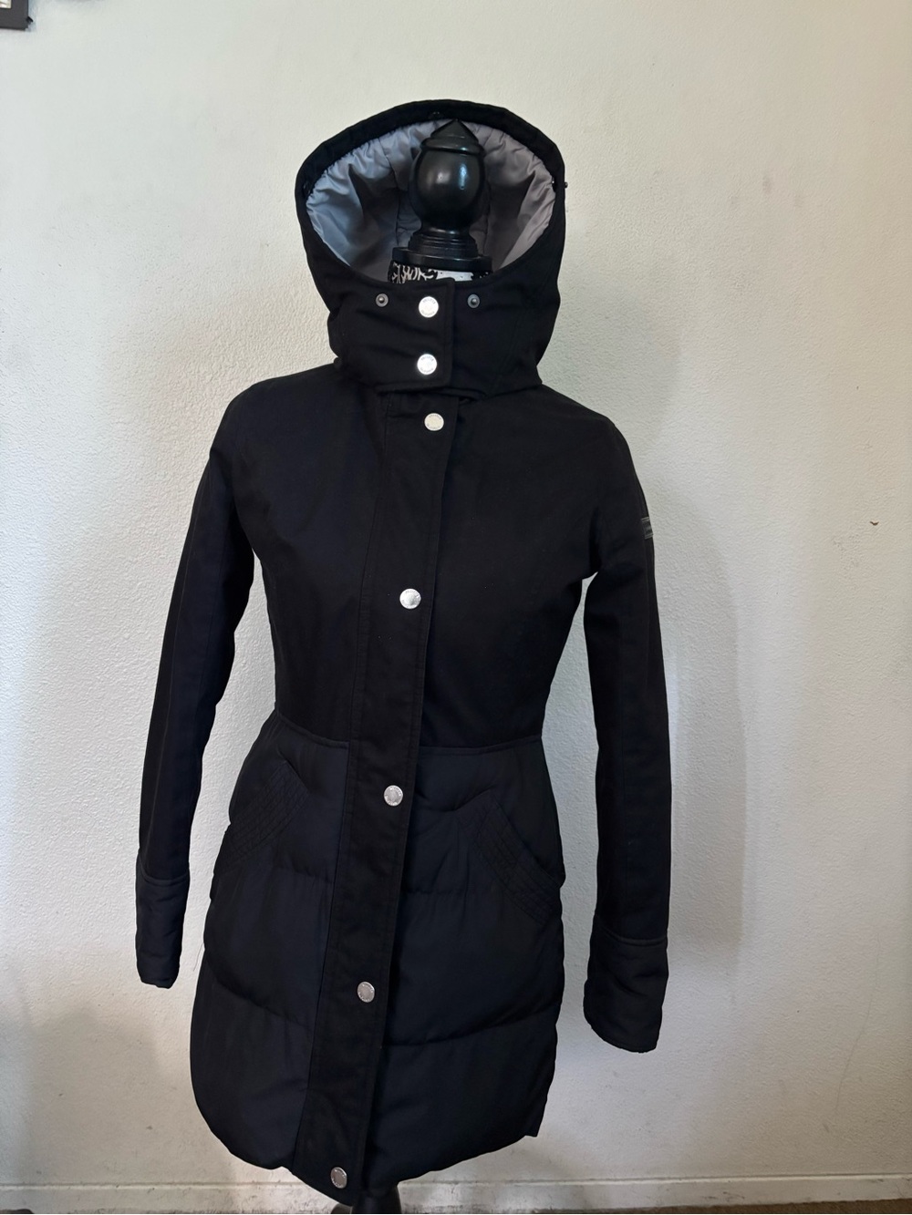 Hollister Navy Hooded Puffer Coat